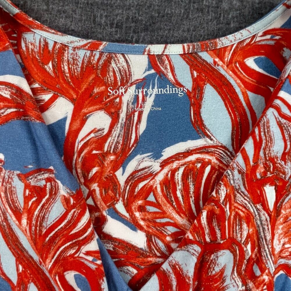 Soft Surroundings Spritzer Twist Front Maxi Dress Large Blue Orange Costal Knit - Picture 5 of 10